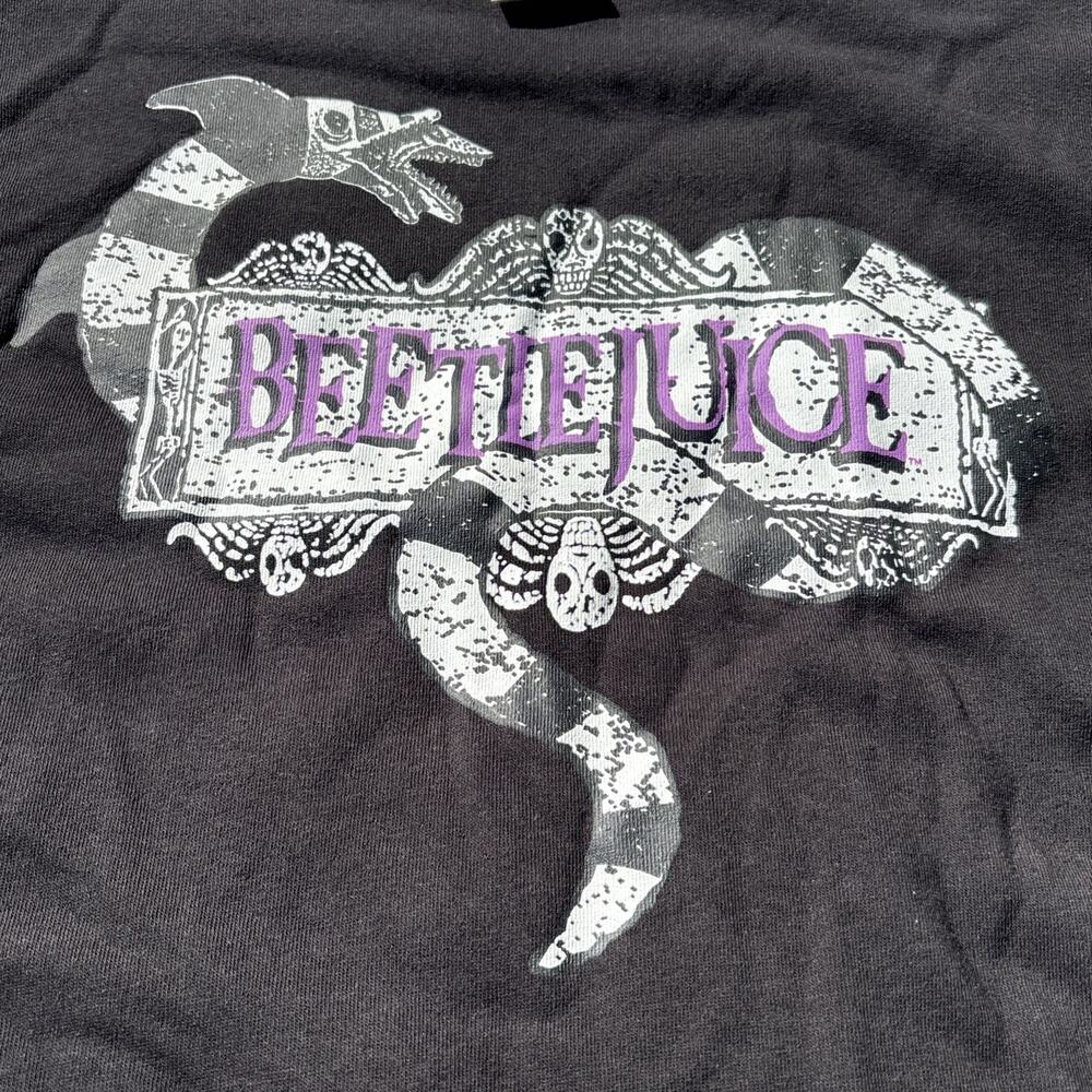 Beetlejuice Graphic Sweatshirt Sweater Mens 2XL Black Fleece Michael Keaton - Picture 2 of 7